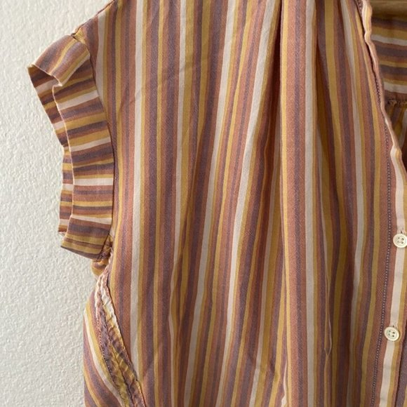Madewell Shirt Short Cap Sleeve Button Up Stripes Top - Picture 3 of 7